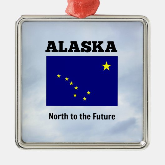 Drapeau de l'Alaska et slogan ornement métallique (Devant)