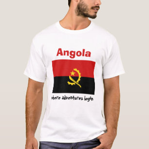 Drapeau de l'Angola + Carte + T-shirt des textes