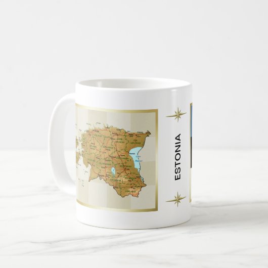 Drapeau de l'Estonie + Tasse de carte (Devant gauche)