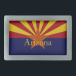 Drapeau de l'État de l'Arizona Boucle de ceinture<br><div class="desc">Un dessin graphique Arizona State Flag sur une boucle de ceinture.  La boucle de ceinture a le texte personnalisable Arizona.</div>