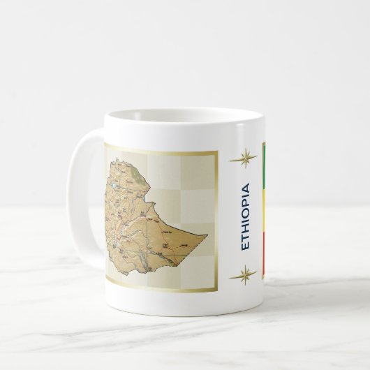 Drapeau de l'Ethiopie + Tasse de carte (Devant gauche)