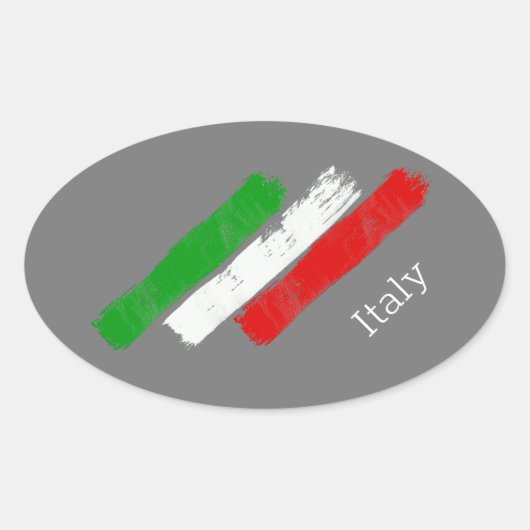Drapeau de l'Italie.brush strokes. Sticker rectang (Devant)