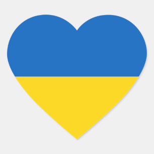 Drapeau de l'Ukraine Autocollant en forme de cœur