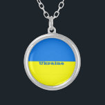 Drapeau de l'Ukraine Collier plaqué argent<br><div class="desc">Pavillon Ukraine,  étiqueté</div>