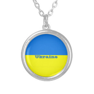Drapeau de l'Ukraine Collier plaqué argent