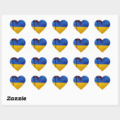 Drapeau de l'Ukraine saignant Stickers Coeur (Feuille)