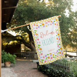 Drapeau De Maison Bienvenue Amis Fleurs de Printemps
