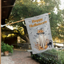 Happy Halloween Ghost in Witches Casquette, Chat n