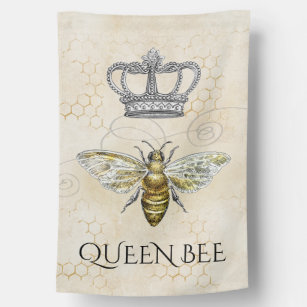 Drapeau De Maison Porte-miel d'or de la reine Vintage Bee Royal Crow