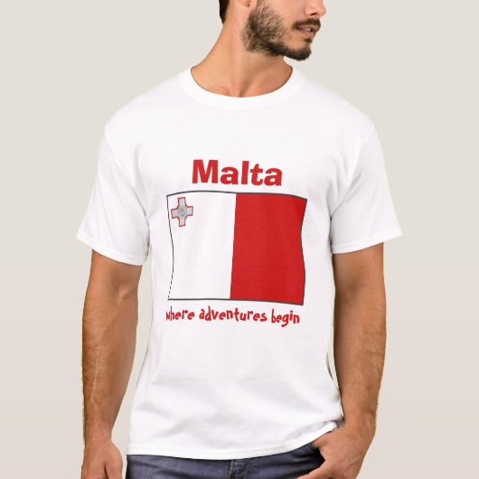 Drapeau de Malte + Carte + T-shirt des textes (Devant)