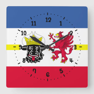 Drapeau de Mecklenburg Carré Horloge murale