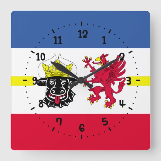 Drapeau de Mecklenburg Carré Horloge murale (Recto)