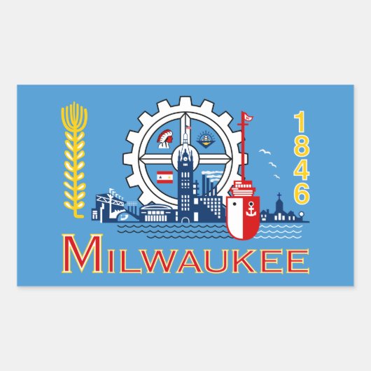 Drapeau de Milwaukee, Sticker rectangulaire du Wis (Devant)