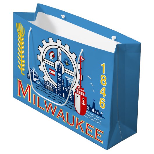 Drapeau de Milwaukee, Wisconsin Grand sac cadeau (Devant Angle)