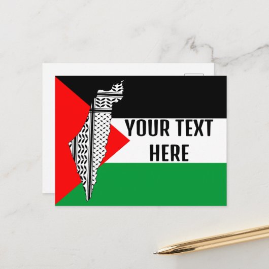 Drapeau de Palestine et carte avec Keffiyeh Motif (Devant/Arrière en situation)