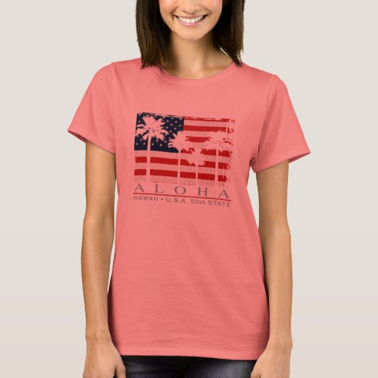 Drapeau de palme Hawaii T-Shirts pour dames (Devant)