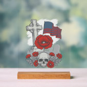 Drapeau de pavot commémoratif Croix Gravure Vintag (Neutre)