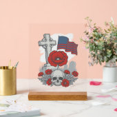 Drapeau de pavot commémoratif Croix Gravure Vintag (Mariage)