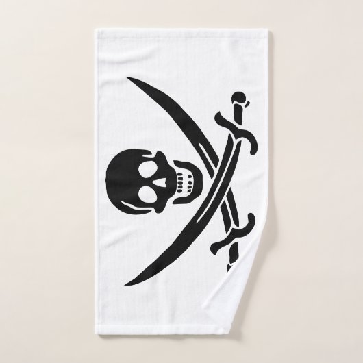 Drapeau de pirate Crâne croisé épées (Serviette à main)