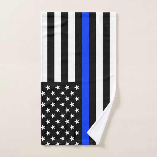 Drapeau de police de la ligne bleue mince (Serviette à main)