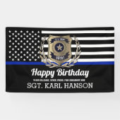 Drapeau de police Ligne Bleue Mince Bannière Joyeu (Horizontal)