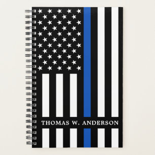 Drapeau de police Personnalisé Mince Ligne Bleue P