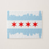 Drapeau de puzzle d'horizon de Chicago (Horizontal)