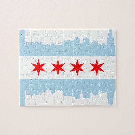 Drapeau de puzzle d'horizon de Chicago (Horizontal)
