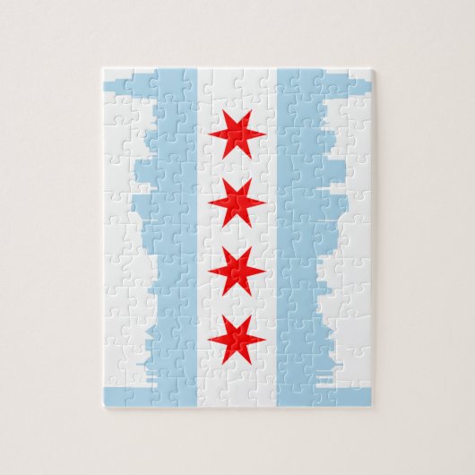 Drapeau de puzzle d'horizon de Chicago (Vertical)