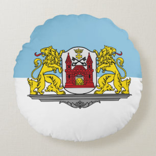 Drapeau de Riga, Lettonie Coussin rond