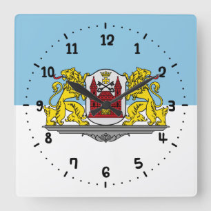 Drapeau de Riga, Lettonie Horloge murale Carré