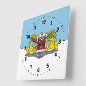 Drapeau de Riga, Lettonie Horloge murale Carré (Angle)