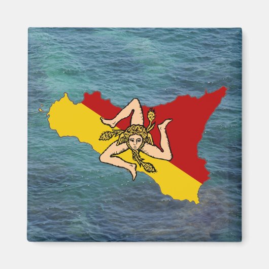 Drapeau de Sicile et aimant de l'île (Devant)