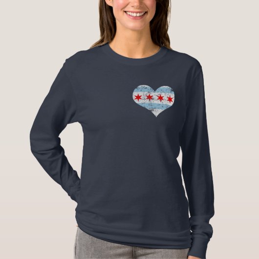 Drapeau de T-shirt de coeur de Chicago (Devant)
