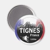 Drapeau de Tignes France logo de ski aimant d'art (Recto/Verso)