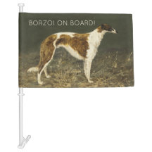 Drapeau de voiture vintage Borzoi à bord