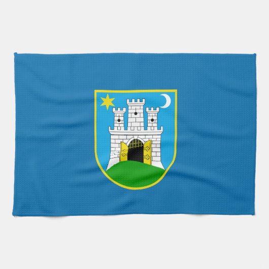 Drapeau de Zagreb, Croatie Serviette de cuisine (Horizontal)