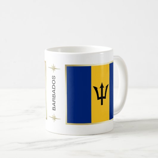 Drapeau des Barbade + Tasse de carte (Devant droit)