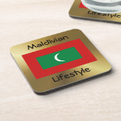 Drapeau des Maldives + Dessous de verre texte (Côté gauche)