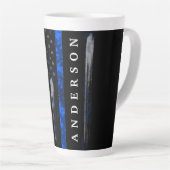Drapeau désossé mince Ligne bleue Latte Mug (Angle droit)