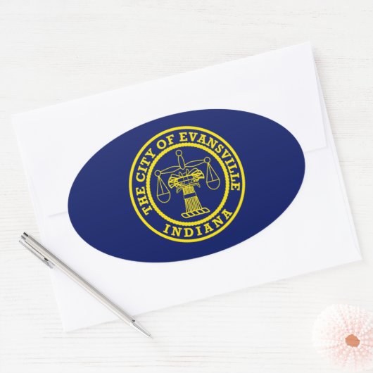 Drapeau d'Evansville, Indiana Oval Sticker (Enveloppe)