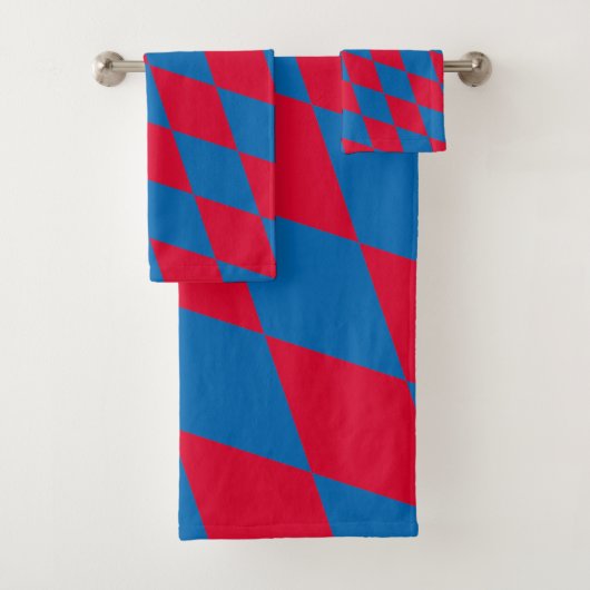 Drapeau diamant Bavière bleu et rouge Motif (En situation)