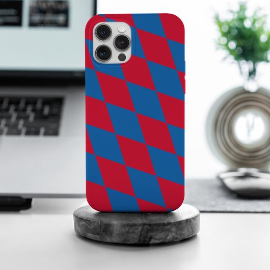 Drapeau diamant Bavière bleu et rouge Motif