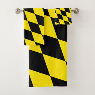 Drapeau diamant de Bavière noire et jaune Motif