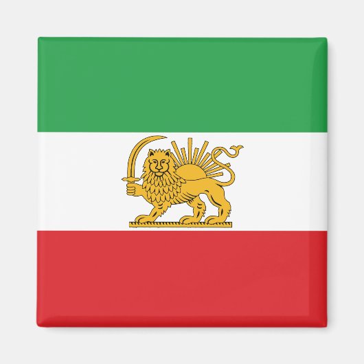 Drapeau d'Iran Lion Et Soleil Shah d'Iran Aimant (Devant)