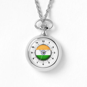 Drapeau Drapeau de l'Inde féminin Montre d'argent