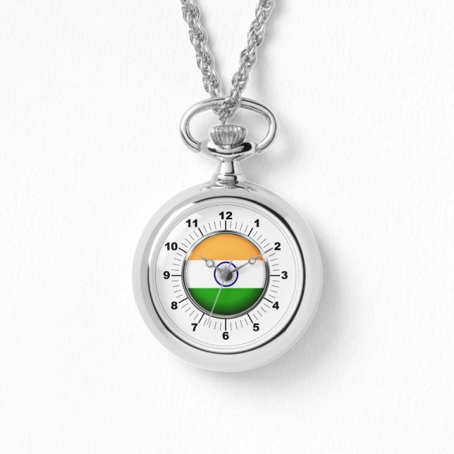 Drapeau Drapeau de l'Inde féminin Montre d'argent (Recto)