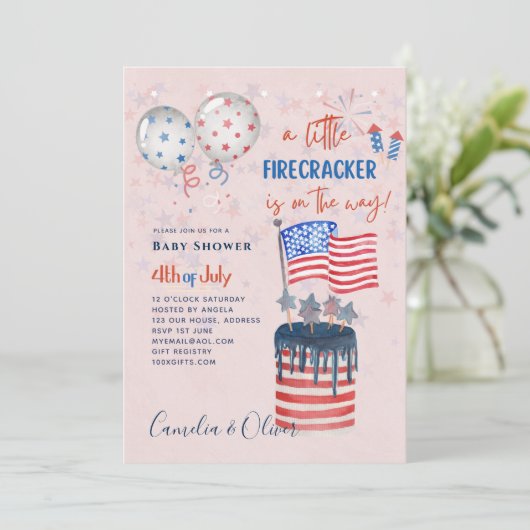 Drapeau du BABY SHOWER INVITATION Firecracker (Debout devant)