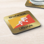 Drapeau du Bhoutan + Dessous de verre texte (Côté gauche)