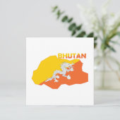 Drapeau du Bhoutan sur la carte du pays (Debout devant)